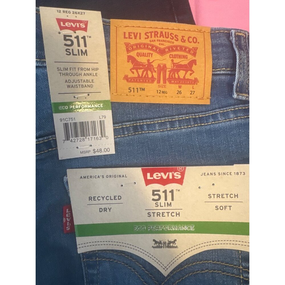 New Levis 511 Slim Stretch Denim Jeans In Eco Performance Fabric - Picture 12 of 15